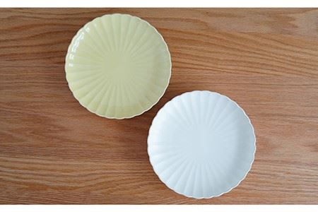 【波佐見焼】花しのぎ ペア 大皿 プレート (白鼠・薄黄) 食器 皿 【団陶器】 [PB81] 波佐見焼