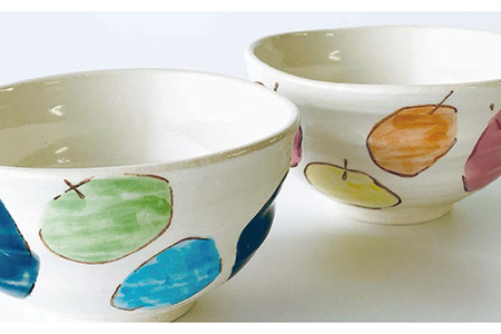 【波佐見焼】茶碗 ペアセット ポム柄 食器 皿 【ROXY】 [SB110]  波佐見焼