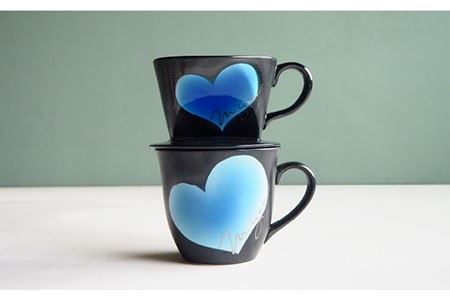 【陶器市特集】【波佐見焼】mignon ハート ドリッパー・マグ セット ブルー 食器 皿 【紫明窯・作家はな】【陶藤】 [BE33]  波佐見焼
