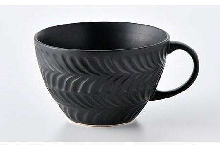 【波佐見焼】Rosemary ペア スープマグセット（アイボリー・ブラック）  スープカップ マグカップ 陶器  食器 皿 【トーエー】 [QC49] 波佐見焼