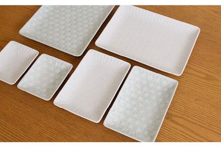 【波佐見焼】麻の葉シリーズ スクエア プレート （白磁・青磁） 6枚セット 角皿 小皿 食器 皿 【陶芸ゆたか】 [VA90]  波佐見焼