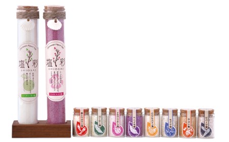 塩彩フレーバーソルト10種さざ波ボックスセット（ロングボトル・プチボトル）