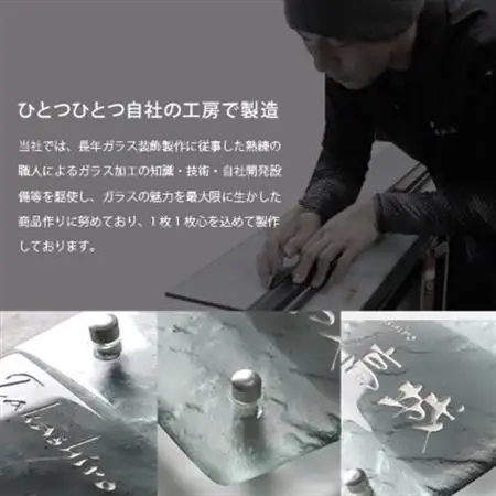 【ガラス表札】ガラスの煌めきが美しいモノトーン配色のガラス表札　HF-213【1267775】