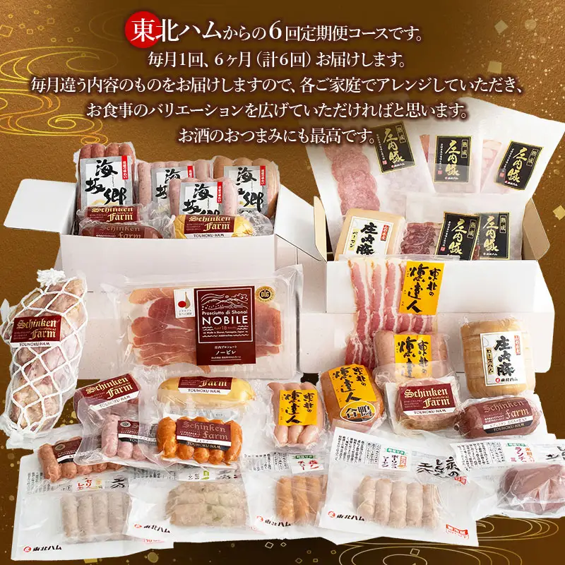 東北ハムのお楽しみ6回定期便 毎月1回×6ヶ月 (計6回)　ハム・ソーセージ・ベーコン