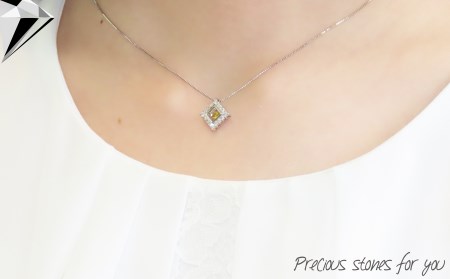 ナチュラルイエローダイヤモンド トゥインクルストーンペンダント プラチナ square ネックレス ダイヤモンド ジュエリー アクセサリー 宝石