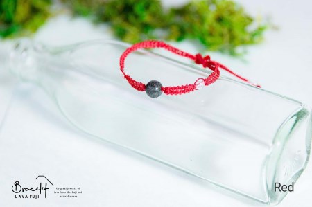 富士山溶岩ブレスレット（ワックスコード）【単色】【レッド】～Lava Fuji Bracelet～ アクセサリー 溶岩 ブレスレット ワックスコード 水晶 溶岩石 天然石 ボロシリケイトガラス プレゼント ギフト おしゃれ 富士山