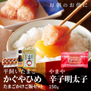 平飼い卵の新鮮卵かけご飯セット＆やまや辛子明太子150ｇセット【上毛町特別企画】_C01302