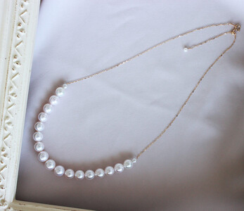 真珠 ネックレス K18 パール 8～9mm 4～5mmアクセサリー 本真珠  プレゼント 普段使い 人気 結婚式 誕生日 記念日 お祝い / 志摩産 アコヤ真珠 8-9ミリ カジュアル&グラデーション ゴージャス ネックレス