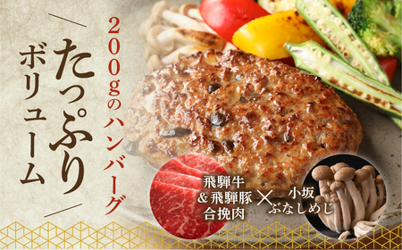飛騨小坂ぶなしめじ入り  飛騨牛ハンバーグ（200g×5個）【72-1】