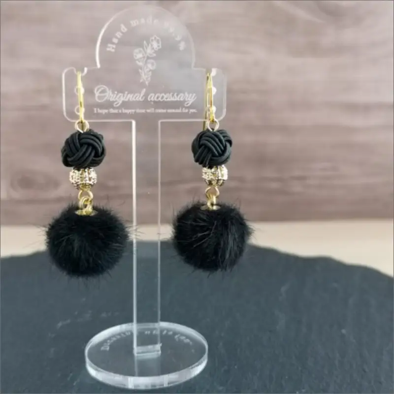 水引ピアス「黒」花時ピアス