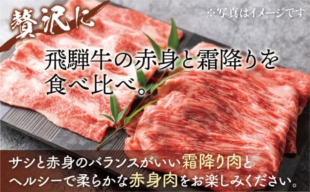 飛騨牛 赤身/霜降り食べ比べ 牛しゃぶ 計800g [Q2519] シャブシャブ