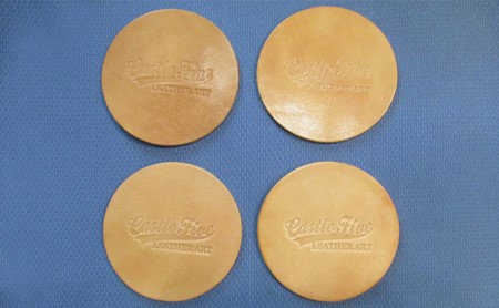 レザーコースター（ナチュラル）85×85×3mm【キャッスルファイブレザーアート】 雑貨 日用品 牛革 手作り 