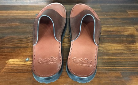 レザーサンダル（ブラウン）サイズ6（24～24.5cm）【キャッスルファイブレザーアート】 ファッション 靴 シューズ 牛革 