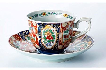 波佐見焼】古伊万里鳳凰写絵 珈琲碗皿2客揃 食器 カップ 【不二商店