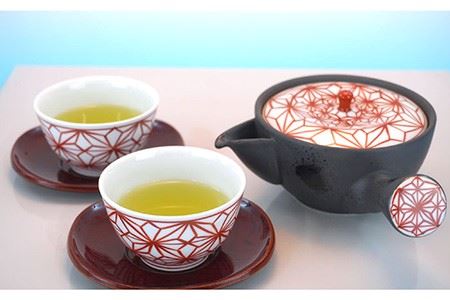【陶器市特集】【波佐見焼】麻葉染錦 茶器セット 湯飲み 急須 ティーポット 陶器 食器 皿 【岩永製陶】 [ZD19] 波佐見焼