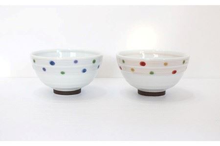 【波佐見焼】色彩水玉（ 茶碗 ・ 湯呑 ）4点セット 食器 皿 【陶芸ゆたか】 [VA93]  波佐見焼