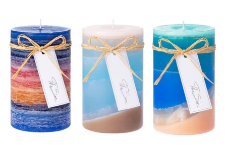 気仙沼の海をイメージしたキャンドル Round Candle（M）×3種 計3個 [Nr.12（ともしびプロジェクト） 宮城県 気仙沼市 20563648]