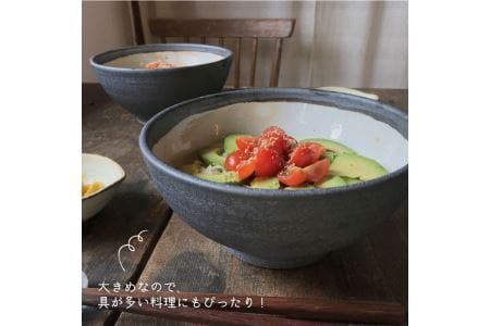 【 アイアン ブラック シリーズ 】 麺鉢 5個 セット糸島市 / うつわと手仕事の店 研  器 陶器 食器 クラフト 手作り [ARD018]