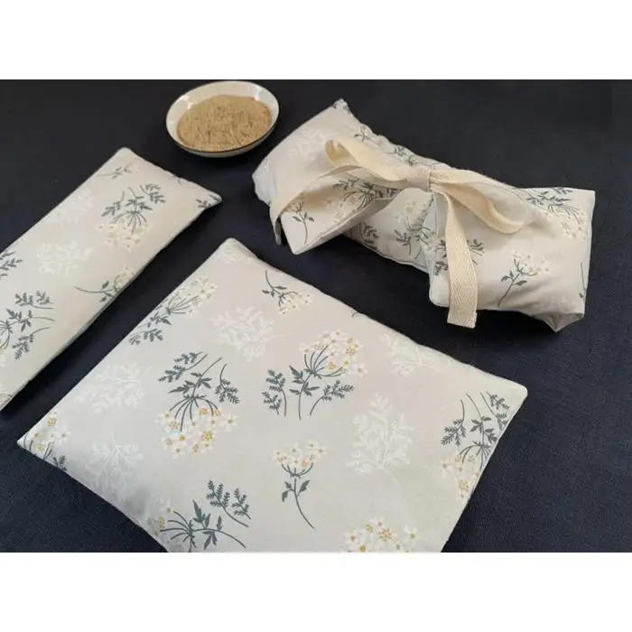 《３点セット　大判／首肩用／目元用》魚沼産コシヒカリで作った米ぬか玄米カイロ  ブーケフラワー
