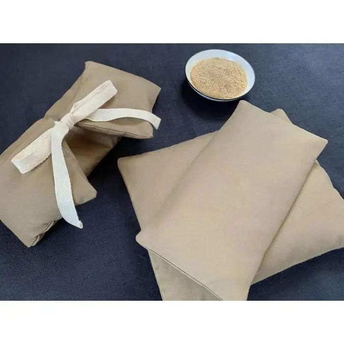 《３点セット　大判／首・肩用／目元用》魚沼産コシヒカリで作った米ぬか・玄米カイロ  キャメル