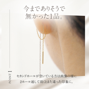 K18YG&WG 2カラー BLONDE チェーンピアス ピアス アクセサリー ジュエリー レディース K18 イエローゴールド ホワイトゴールド BLONDE 鑑別書付 保証書付 ジュエリーケース付 [h170]