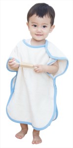 ワンサイズで乳児から幼児まで使える！綿毛布スリーパー (泉大津毛布) アイボリー×ピンク [1753]
