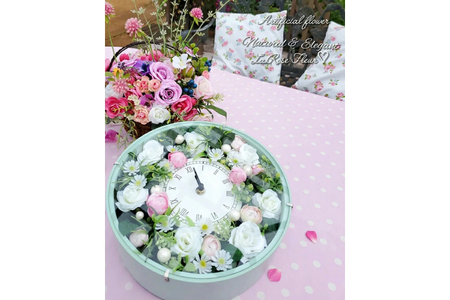 フラワーアレンジメント 薔薇の花時計 グリーン [La.Rose Fleur 山形県 高畠町 tk06ayt140013]