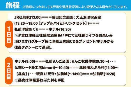 【タクシーでらくらく移動】着地型弘前りんご満喫ツアー 2名様ご招待＜レターパックプラス＞