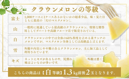 クラウンメロン【並（白等級）】中玉（1.3kg前後）2玉入り 果物類 メロン青肉 フルーツ 