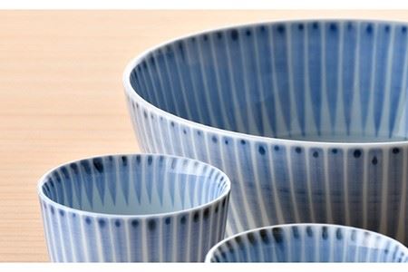 【波佐見焼】十草 丸 大鉢 1点 そばちょこ 2点（青色） 食器 皿 【大新窯】 [DC88]  波佐見焼