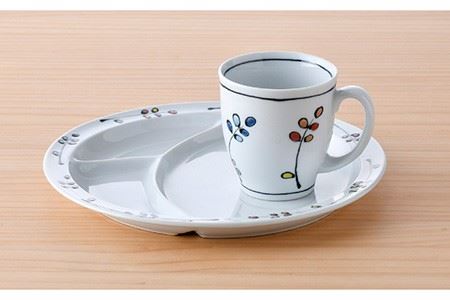 【波佐見焼】のの花 仕切り プレート マグカップ 2点セット 食器 皿 【大新窯】 [DC93]  波佐見焼