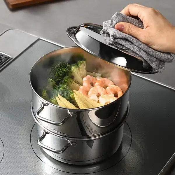 コンパクトスチームポット 17cm 蒸し器 スチーマー ステンレス製 キッチン用品 調理器具 IH対応 蒸し器