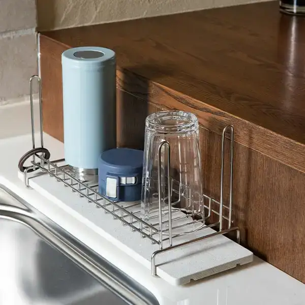 吸水 水切りラック グラス・水筒用 吸水トレイ 燕三条製 キッチン用品 bwsSELECTION [ビーワーススタイル]