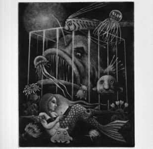 銅版画　～人魚の日常～　（額縁入り）【149】