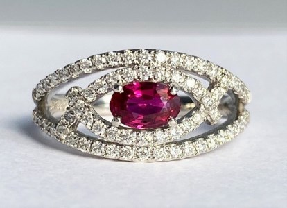 プラチナ900　ノーヒートピジョンブラッドルビー0.450ct　リング　K037927-H