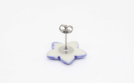 【美濃焼】 ききょう ピアス 紺色 瑞浪市 / TILEmade タイル アクセサリー ハンドメイド [AZCD014]