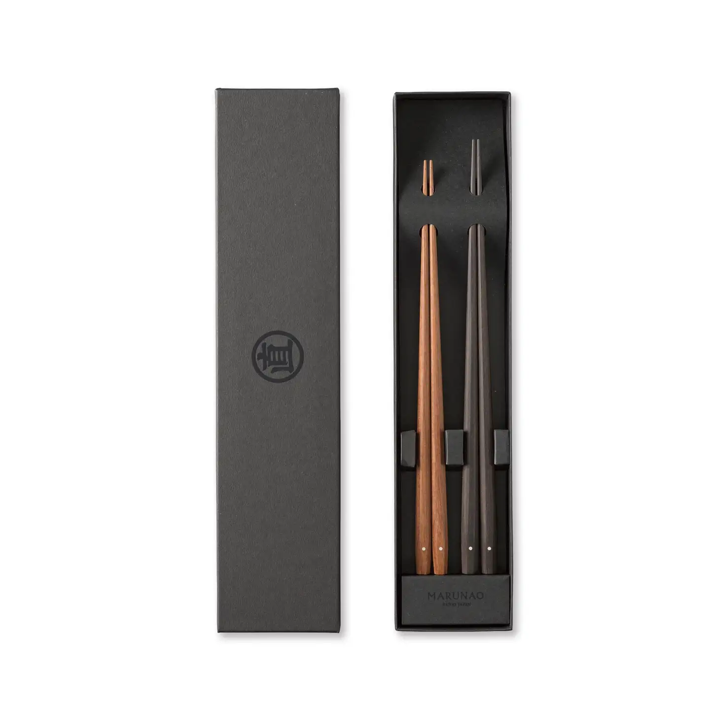 夫婦箸セット 極上十六角箸 黒檀 紫檀 高級 贈答用 無塗 銘木 燕三条製  [マルナオ]