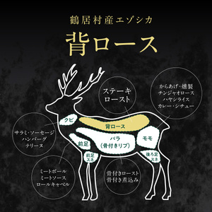 鶴居村 特産 鹿肉 高品質　エゾシカ背ロース400g　ステーキカット(ベニソン エゾシカ  エゾシカ肉 背ローズ肉  シカ肉 エゾ鹿 無添加 人気 プレゼント 贈り物 お歳暮 高品質 冷凍 真空 未楽来工房 HACCP認証  お肉 肉 ジビエ ステーキ 北海道 ふるさと納税 ふるなび  ）