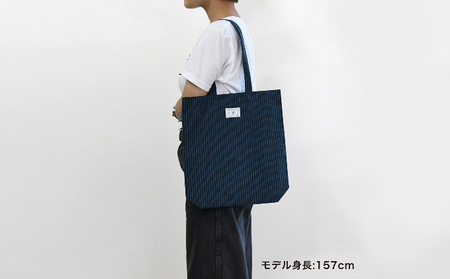 【遠州綿紬】はんかち2枚&エコバッグ　青系 日用品 母の日
