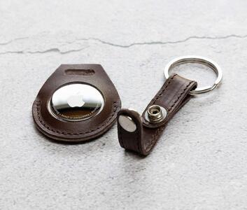 エアタグ用 キーホルダー カバー レザー 本革 キーリング apple airtag 【ダークブラウン】