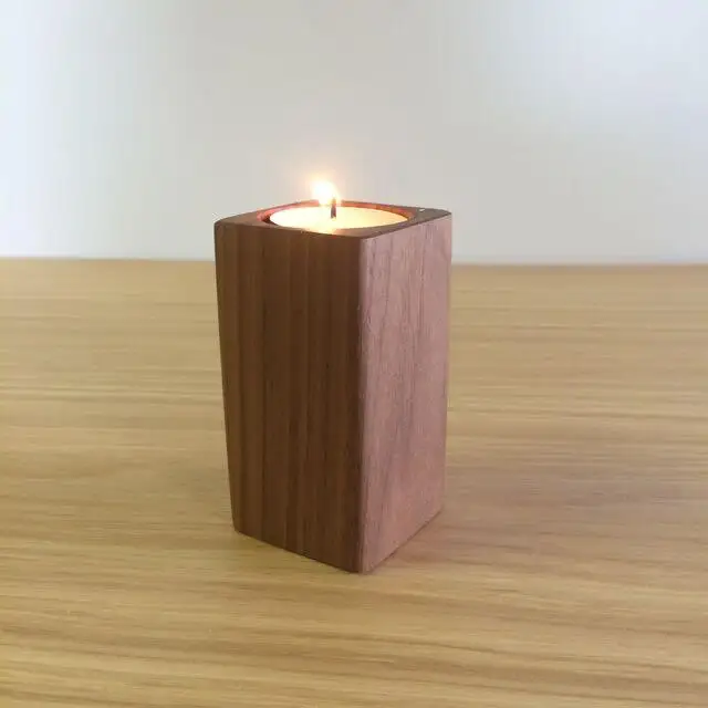 【かわいい四角い木製ポット】キャンドル・植物どちらでも使えます＜ウォールナット材　オイルフィニッシュ＞ 木製 小物 置物 キャンドルベース キャンドルスタンド 植物 多肉植物 サボテン アロマキャンドル 植物  MUKU屋 MUFactory