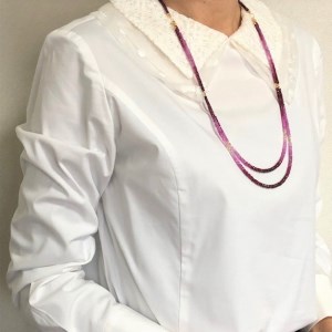 K18ルビー２連ネックレス　２WAYデザイン　グラデーションカラー　YF-0３