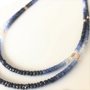 K18サファイア２連ネックレス　２WAYデザイン 　グラデーションカラー　YF-0４