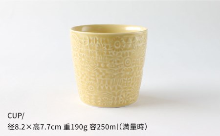 【波佐見焼】PATTERNED シリーズ yellow 4点セット 食器 皿 【BIRDS’ WORDS】 [CF017] 波佐見焼
