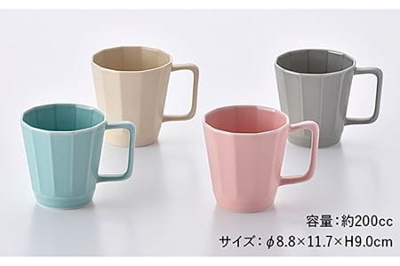 【波佐見焼】面取マグカップ パステルカラー 4個セット（ピンク・ミントブルー・グレー・ベージュ）スープマグ スープカップ 食器 皿 【重山陶器】 [ZB18]  波佐見焼