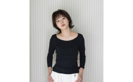 《絹生活研究所》インナー／レディース／8分袖／ブラック インナーウェア 下着 肌着 ファッション 服 女性  Mサイズ