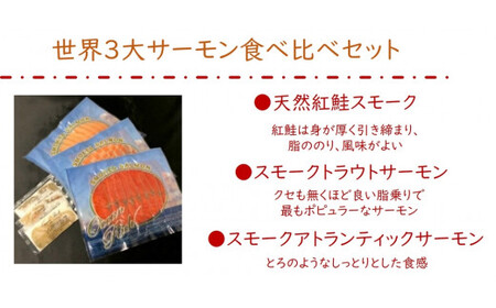 無添加スモークサーモン3種 おつまみ しっとり冷燻製 100g×15pc [0067]