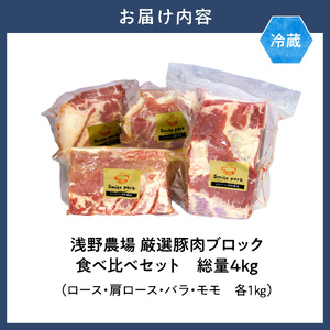 浅野農場厳選豚肉ブロック食べ比べセット4kg 豚肉