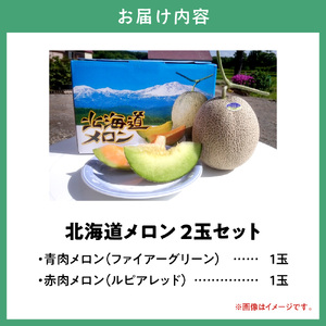 北海道メロン（赤肉・青肉）計2玉 【2026年先行予約】 メロン