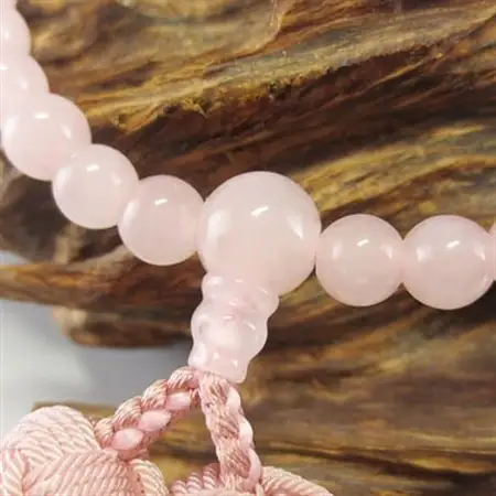 数珠女性用　ローズクォーツ　正絹花かがり房　桐箱入【1017408】
